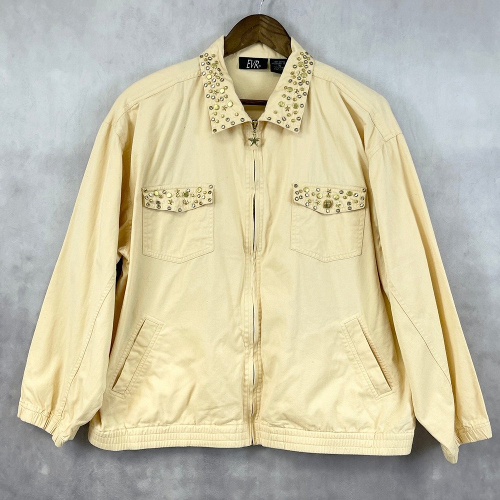 EVR Womens Vintage‎  90s Denim Jacket XL Western Casino Cruise Grunge